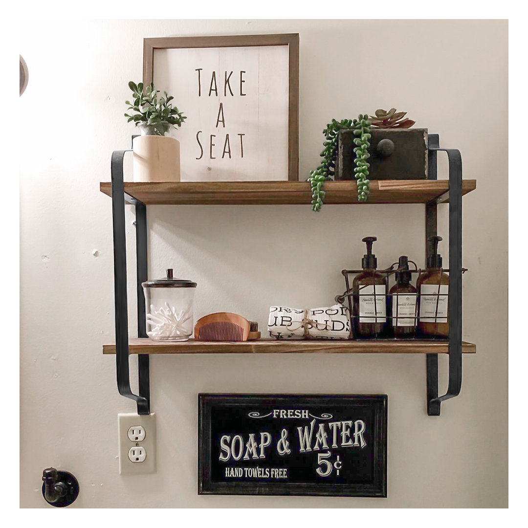 Alaina 2 Piece Pine Floating Shelf with Live Edge